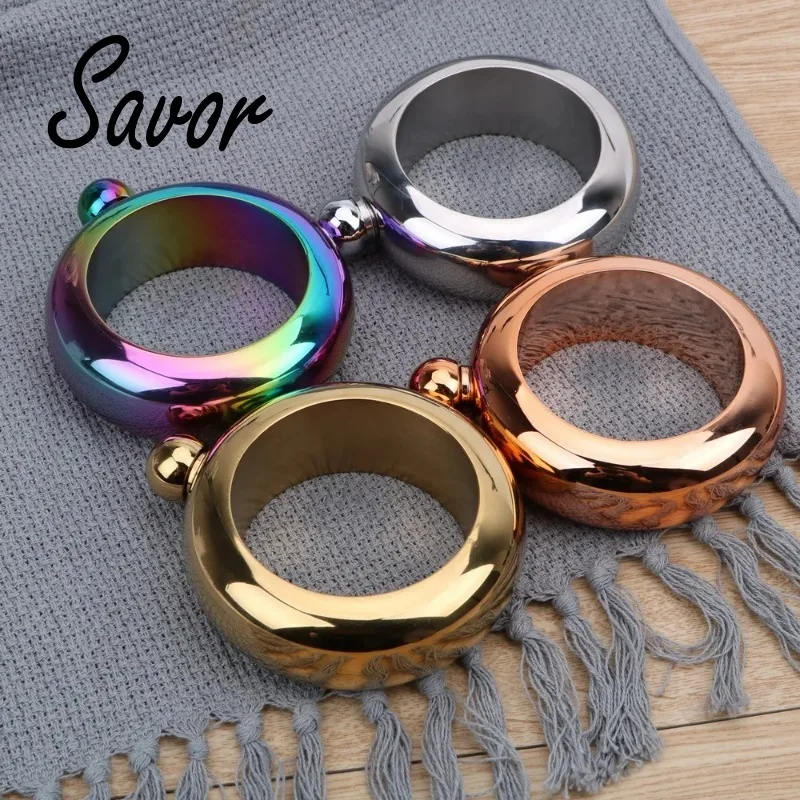 3.5 Oz Drink Accessories Set Bangle for Whiskey Vodka Alcohol Round Chic Hip Flask Bracelet Elegant Wine Bottle Bangle Hip Flask