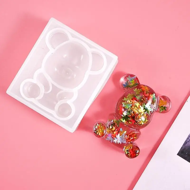 Handicrafts Jewelry Earrings Necklace Pendant Silicone Mould Handmade Bear Shaped Crystal Mold Keychain Epoxy Resin Mold