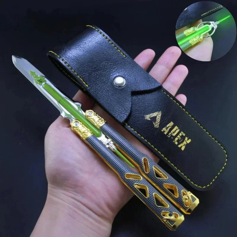 Apex Legends Game Octane Heirloom Knife Cosplay Butterfly Balisong Knife Weapon Model Props Metal Toy Luminous Collection Gift