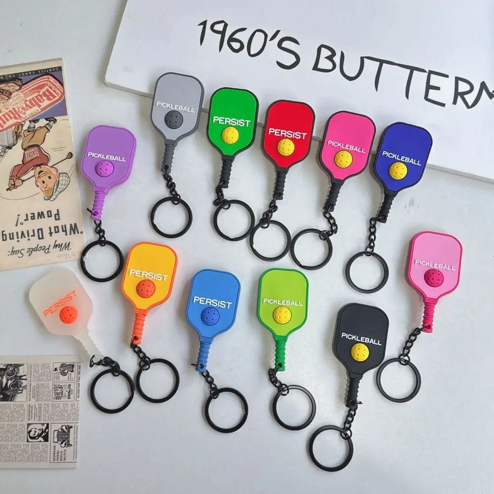 New Dopamine Pickleball Paddle Keychain Detachable with Buckle Pickleball Key Ring Pickleball Racket Pendant Bag Accessories