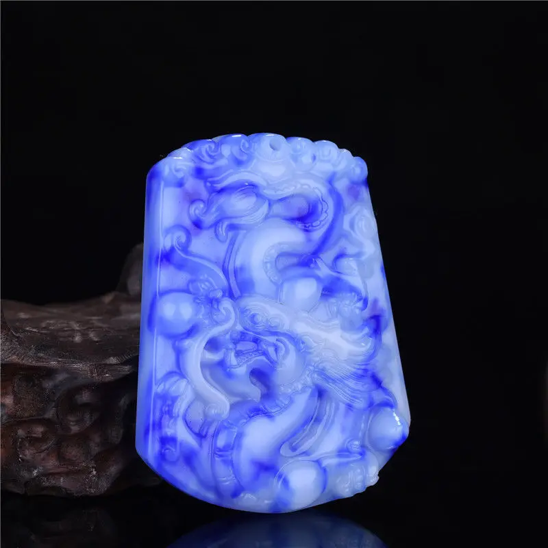 Blue-and-blue Chinese Zodiac Dragon Pendant Dragon Flying Dragon In The Sky Jade Pendant for Men and Women