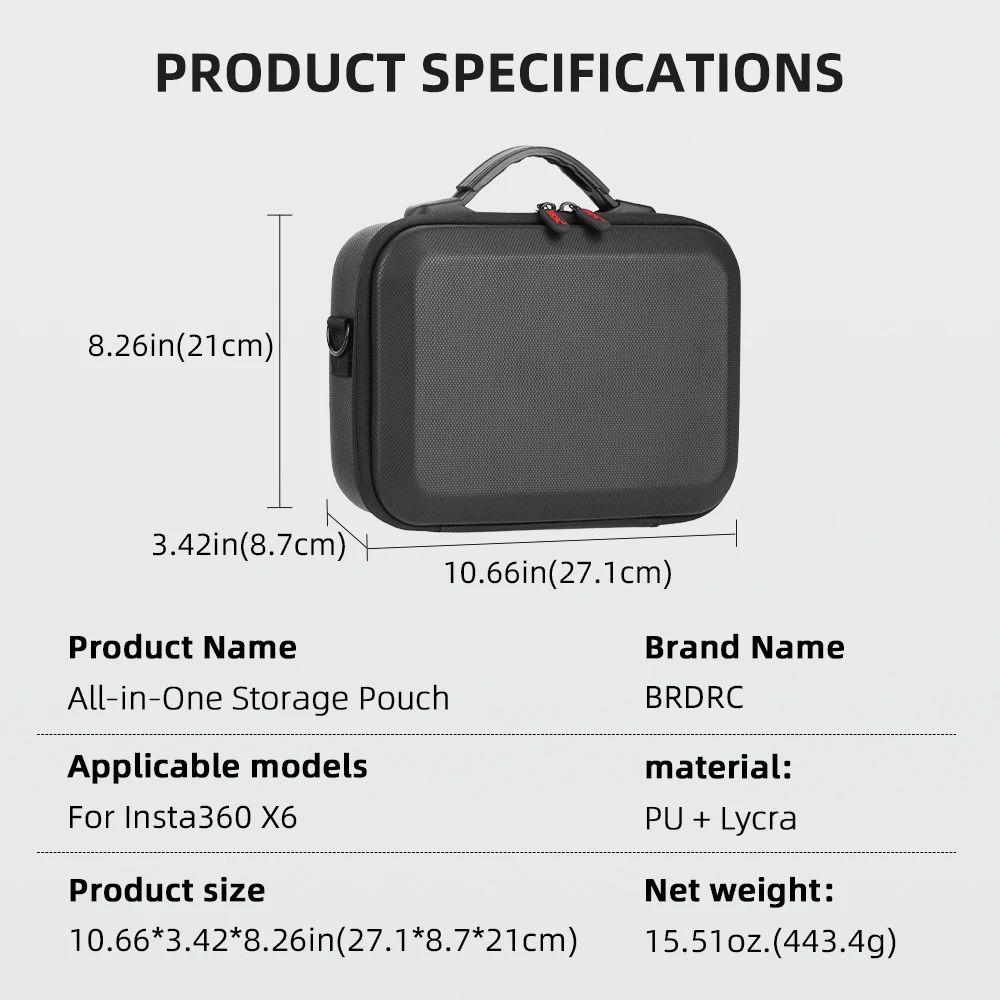 Hartschalen-Tragetasche für Insta360 X6 Stoßfeste EVA-Kamera-Aufbewahrungstasche Schultertasche Selfie-Stick Akku Reisezubehör – Detail 11