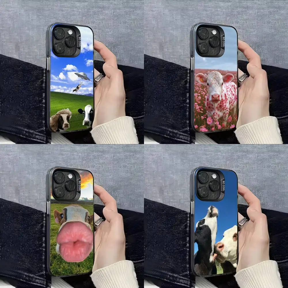 

Flower Milk Dairy Cow Cows OX UFO Phone Case For iPhone 17,16,15,14,13,12,11,Pro,Max,Plus,E,SE4,Air,Mini Black IMD Cover