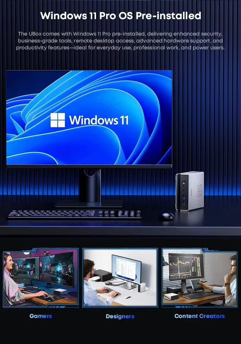 CHUWI UBox Mini PC AMD Ryzen R5-7430U 6 núcleos 12 hilos 16GB DDR4 512GB SSD computadora de escritorio PC Windows 11 Wi-Fi 6 BT 5,2
