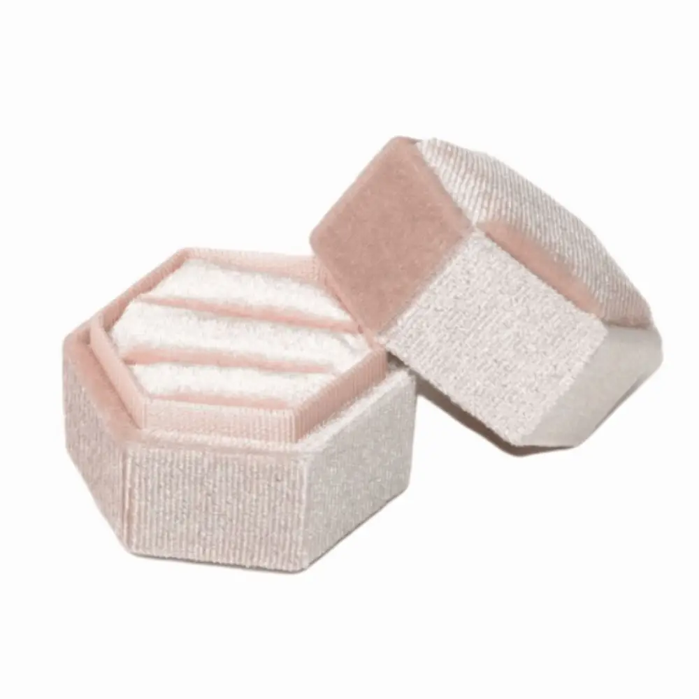 Praktische Samt-Schmuckschatulle im Hexagon-Design, elegante Schmuckvitrine mit doppeltem Fach, weiche, hochwertige Schmuckaufbewahrungsbox, Geschenk – Detail 10