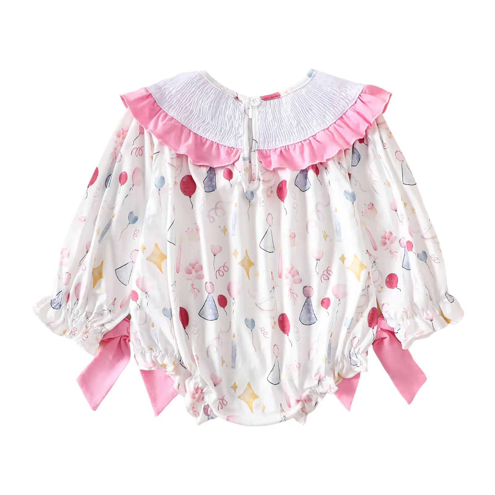 

2025 Long Sleeve Baby Girl Outfit Fashion Cute Floral Printed Ruffle Bodysuit With Bows Fall Casual Loose Comfy Girls Rompers