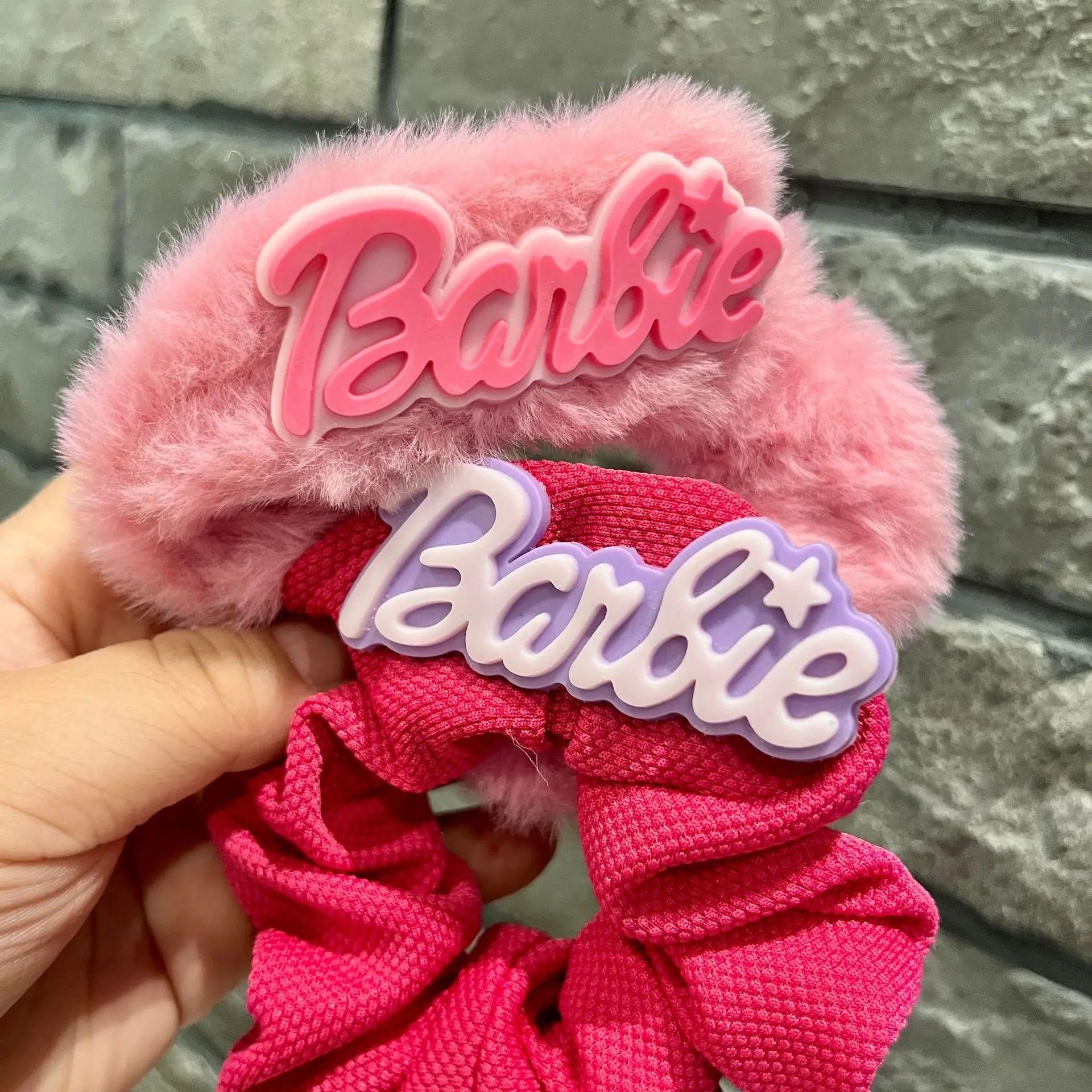 Large Barbie Girl Plush Large Intestine Bow Hair Accessories Letter Princess Hair Rope Rose Red White Headdress