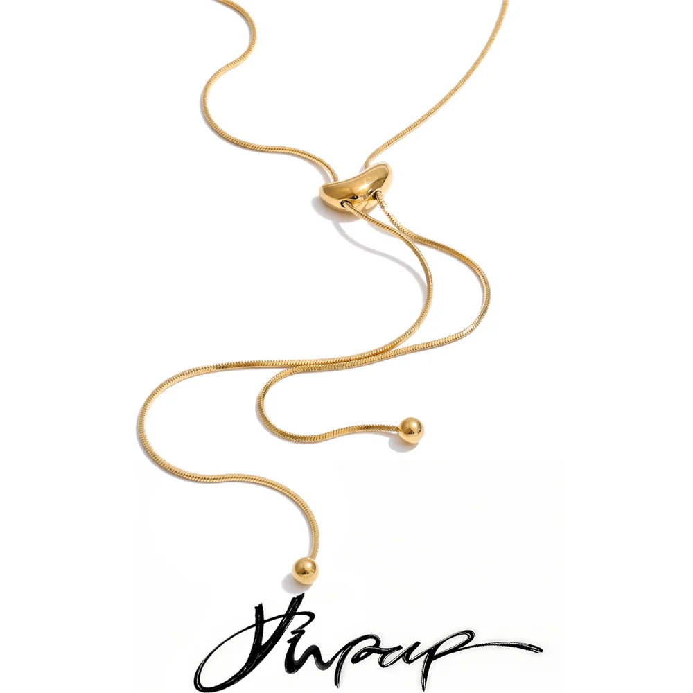 Yhpup Stainless Steel Adjustable Pull-out Chain Long Drop Necklace That Goes Down The Chest Attractive Waterproof Jewelry 2026