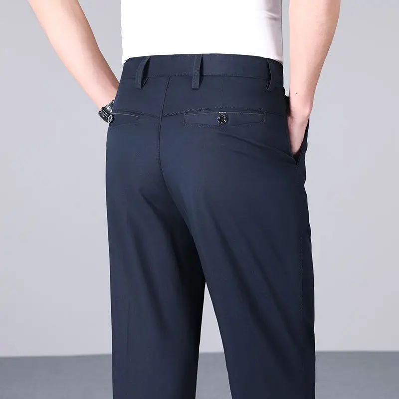 Men High Waist Suit Pants Spring Summer Black Gray Loose Straight Leg Office Formal Trousers Male Daily Casual Versatile Pants