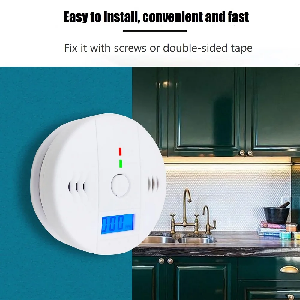 High Sensitive LCD CO Sensor Work Alone 85dB Warning Siren Sound Independent Carbon Monoxide Poisoning Warning Alarm Detector