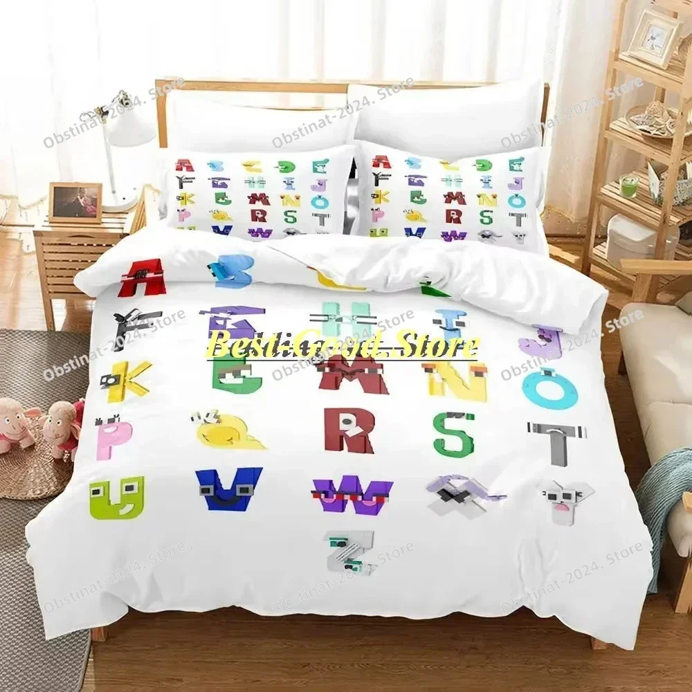 Alphabet Lore 3D Print Comforter Bedding Set,Duvet Cover Bed Set Quilt Cover Pillowcase,King Queen Size Bedding Set Kid Bedroom