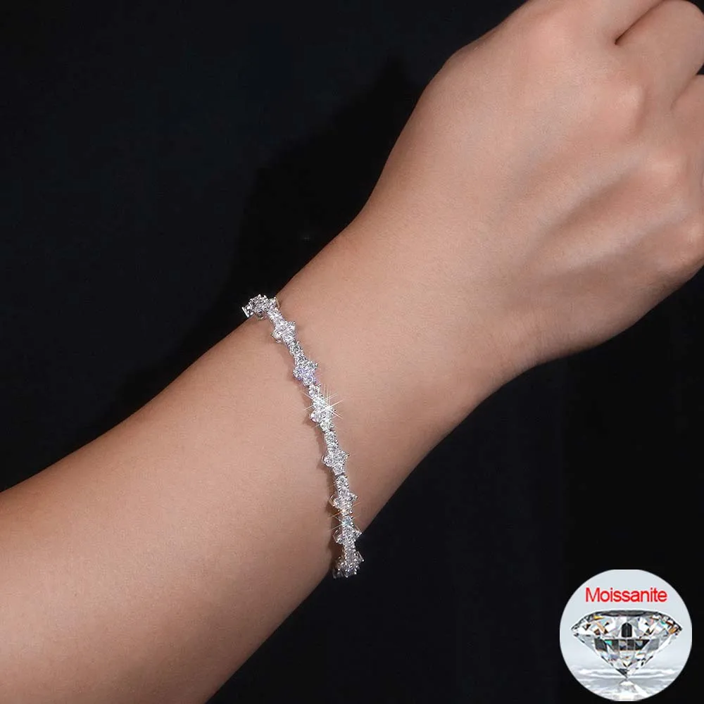 MUXIFC Unique Cross Design 3mm Full Moissanite Bracelets S925 Sterling Silver Hip Hop Bangle For Women Men GRA Certified Jewelry