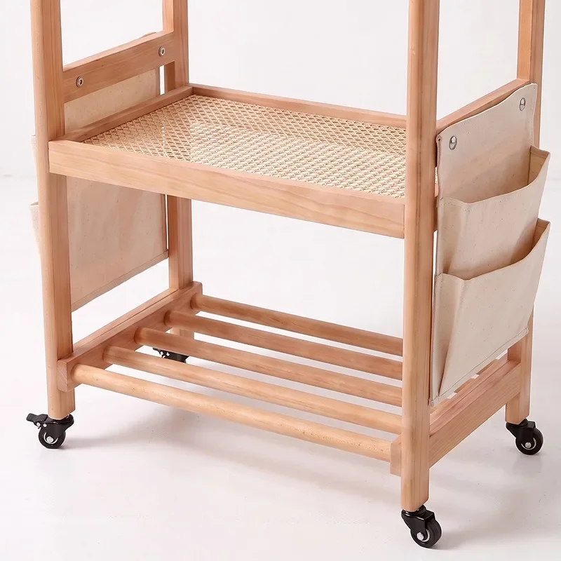 Removable hanger with storage bag Children's floor hanger Baby bedroom storage Beech multi-functional coat rack