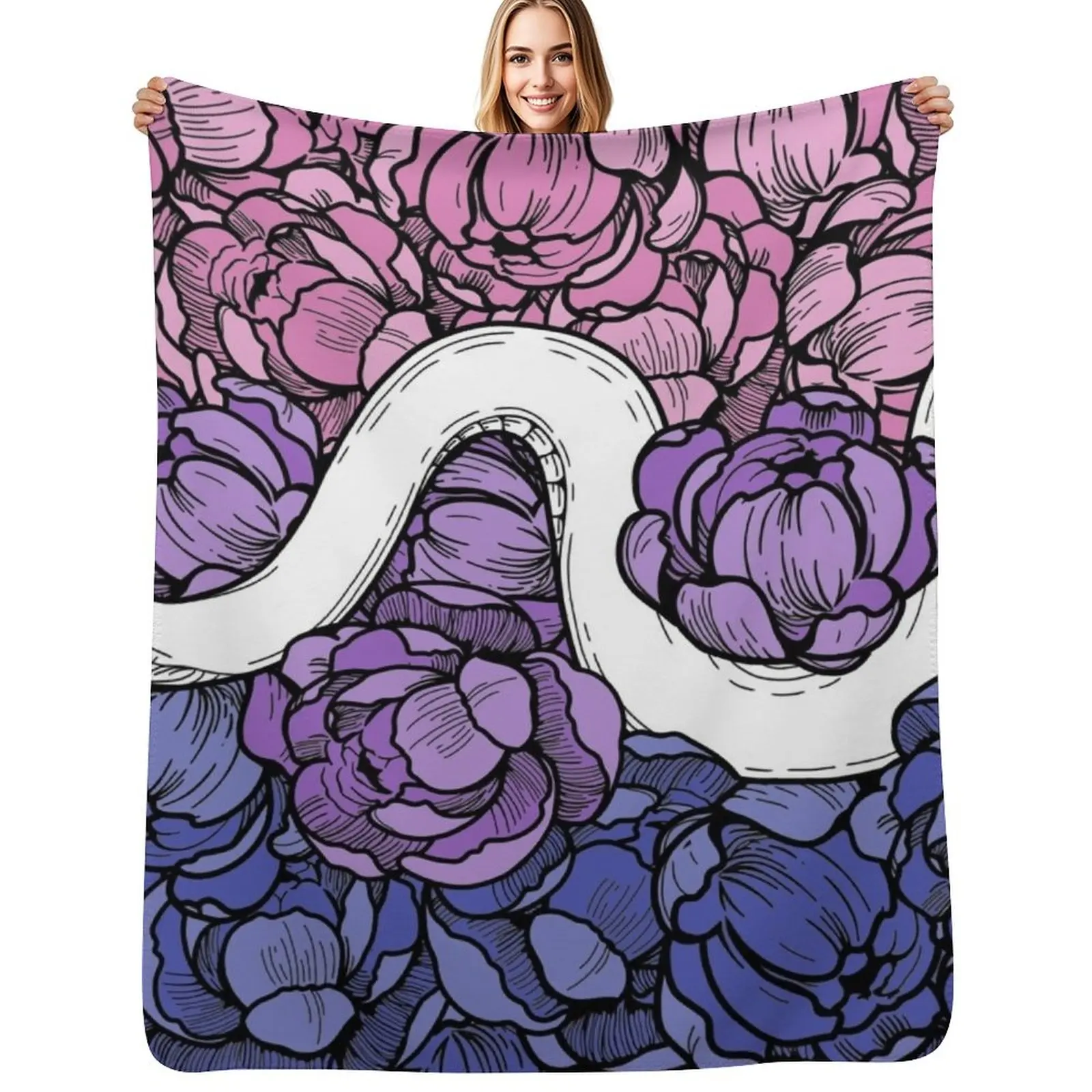 

Bisexual Pride Floral Snake Design Throw Blanket Blankets Sofas Of Decoration Baby Soft Plush Plaid Multi-Purpose Blankets