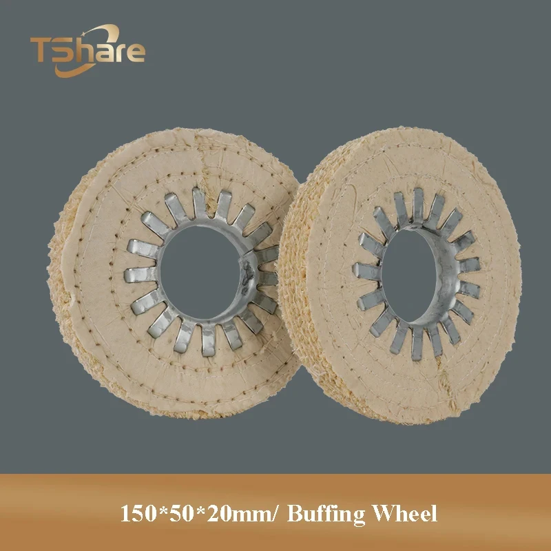 

2PCS 150*50*20mm Premium Type Buffing Wheel Cotton Linen Material Polishing Wheel for Edge Banding Machine