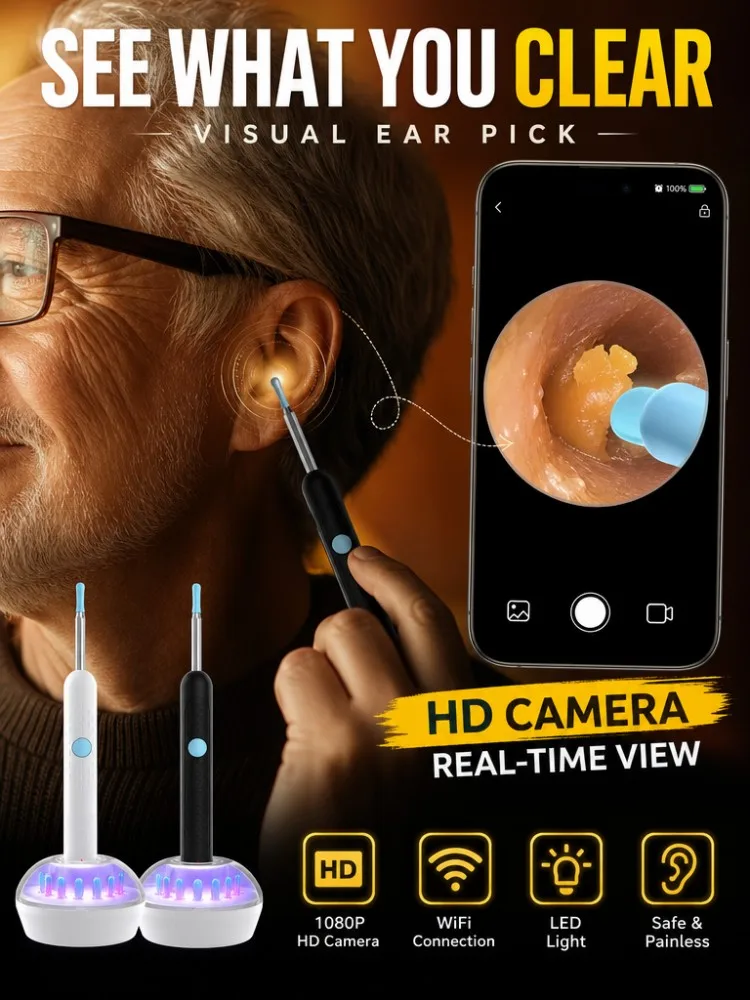 Ear Wax Remover Tool With Camera Waterproof Visual Ear Cleaner Ear Pick & Tweezers Earwax Cleaning Kit For Whole Family Use