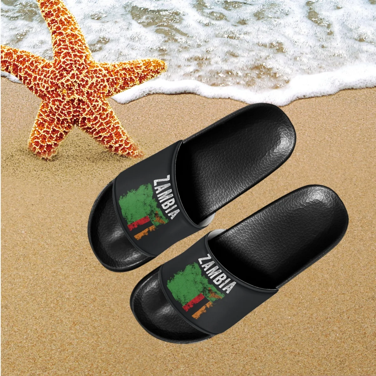 

Ladies Slippers Zambia Flag Print Summer Breathable Women Home Bathroom Slippers Flats Soft Africa Zone Beach Slides Woman 2023