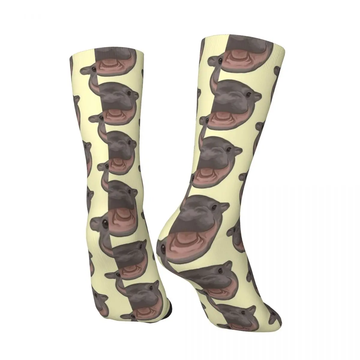 Moo Deng Pygmy فرس النهر الصراخ الجوارب Kawaii جوارب للجنسين الرجال جودة الدراجات الجوارب الشتاء الجرافيك عدم الانزلاق الجوارب #4