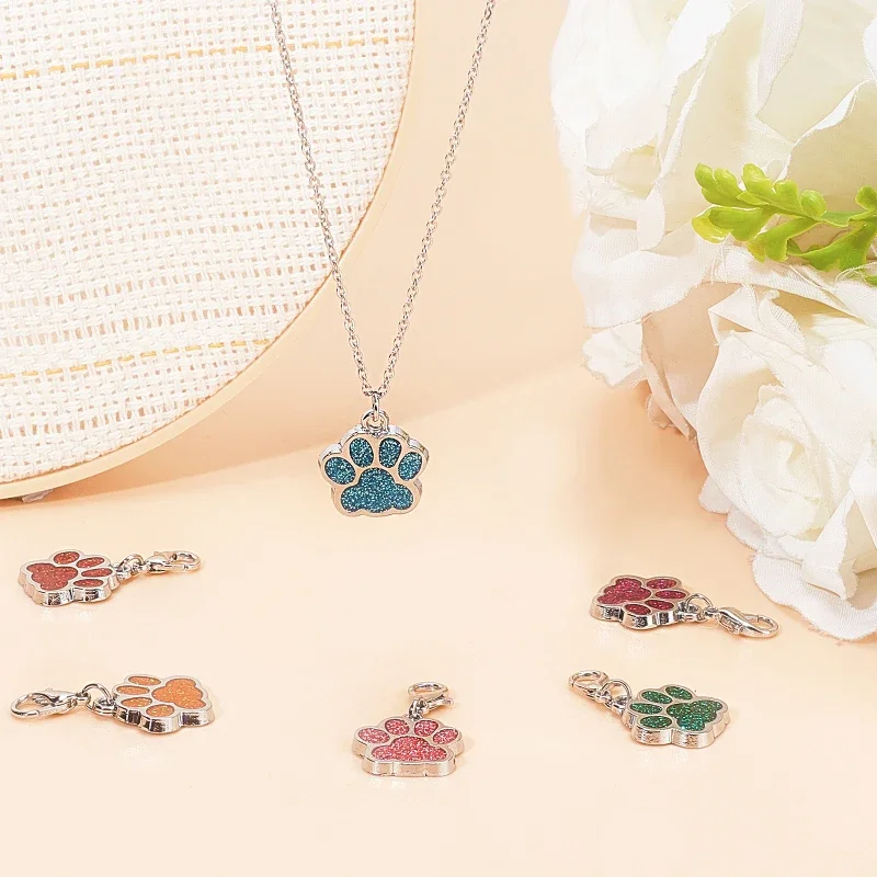 8 Pcs Dog Paw Stitch Markers 8 Styles Enamel Alloy Crochet Stitch Marker Charms Removable Dangle Locking Stitch Marker Quilting