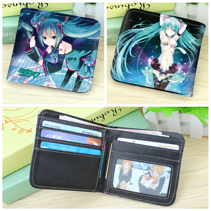 New Hatsune Miku Anime Foldable Wallet Uzumaki Naruto Men Children Bank ID Card Holder Card Clip Bag Cartoons Cosplay Gifts