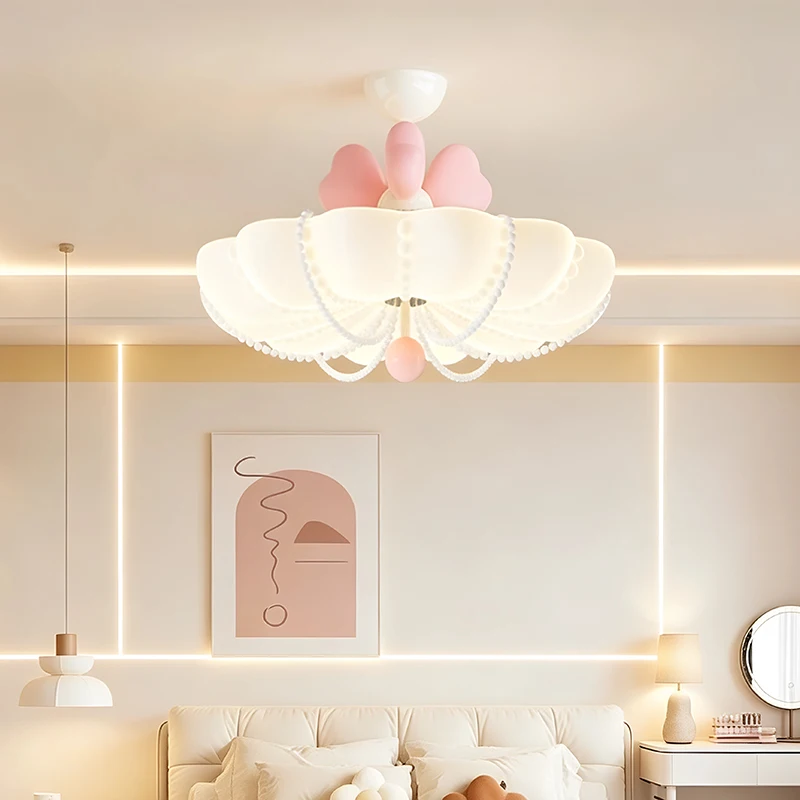 Children's Room Cloud Ceiling Lamps Pink Love Heart Shape Princess Room Cloud Lamp Cream Style Warm Girl Bedroom Ceiling Lights