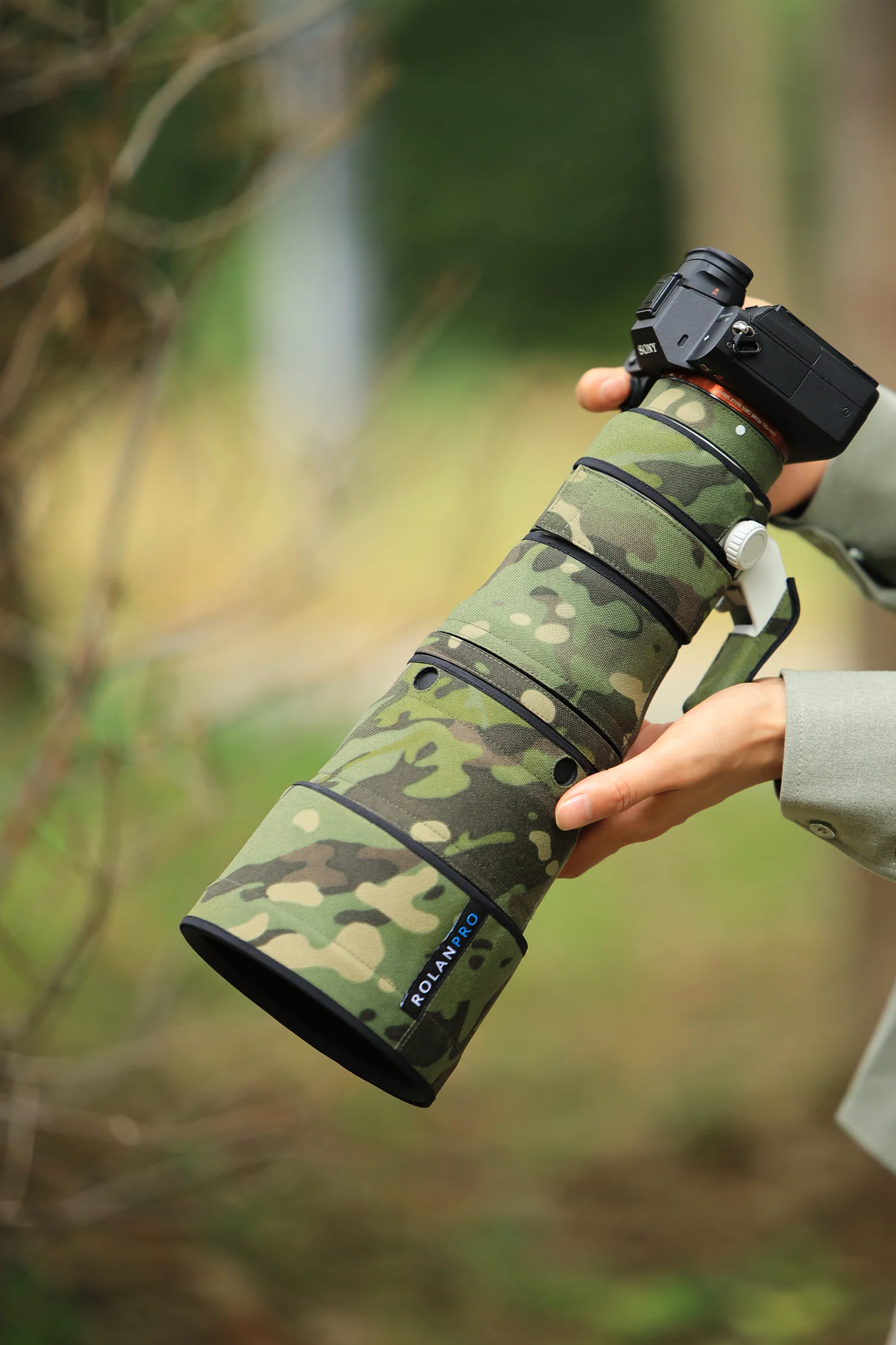 ROLANPRO Wasserdichter Objektivschutz für Sony FE 600mm F6.3 GM OSS Camo Regenschutz Schutzhülle SEL600F63GM Etui 600F6.3GM Stoff – Detail 18