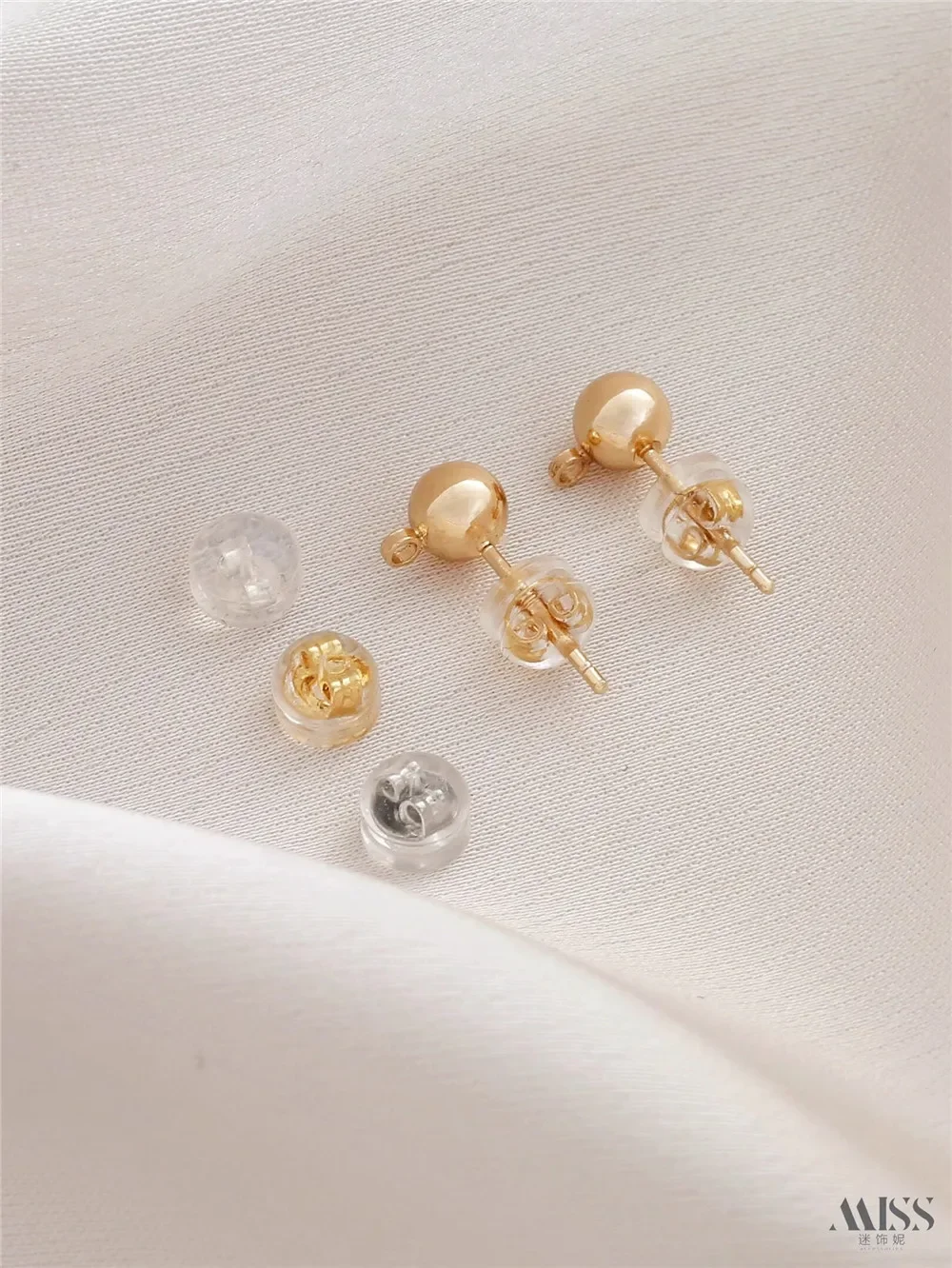 Anti-allergic 14K Gold Silicone Earplugs, Butterfly, Burger, Plum Bullet, Transparent Ear Plug, DIY Accessories, Korea Imported