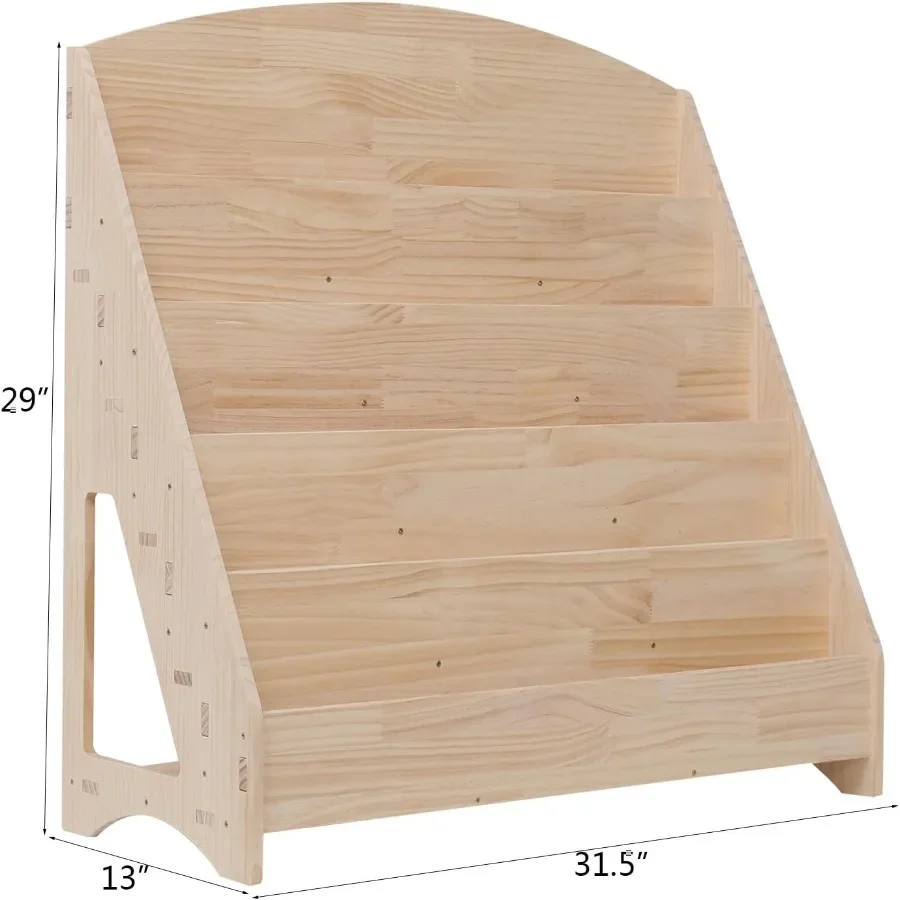 Montessori Toddler Book Shelf Organizer Single Sided Book Rack Display with Toy Storage for Baby Classroom Bookshelf Room Bookc