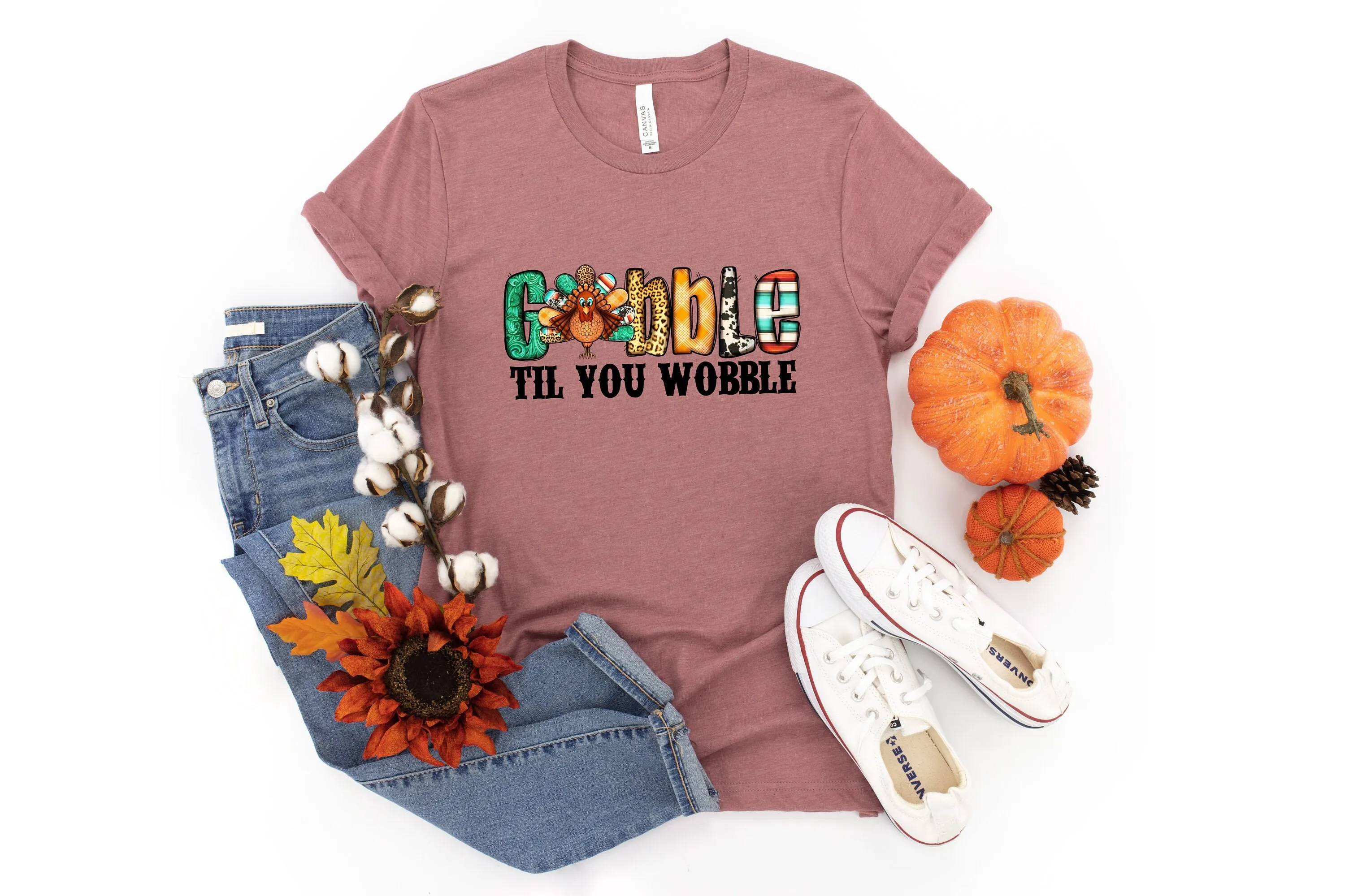 Gobble Till You Wobble T Shirt Thanksgiving Day Funny Turkey Sweat Cozy Fall