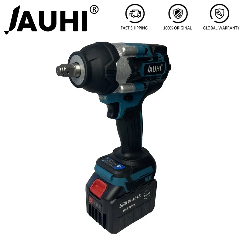 JAUHI 1800N.M Torque Brushless Electric Impact Wrench For Trucks 1/2 inch Cordless Wrench Driver Tool For Makita 18V Battery