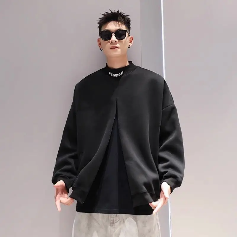 Zipper Embroidered Stand Collar Men's New Trend American Niche Design Loose Sweatshirt