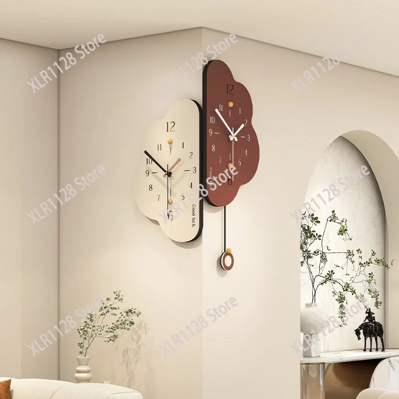 Modern Double Sided Corner Clock Cream Style Personality Home Wall Decor for Living Room