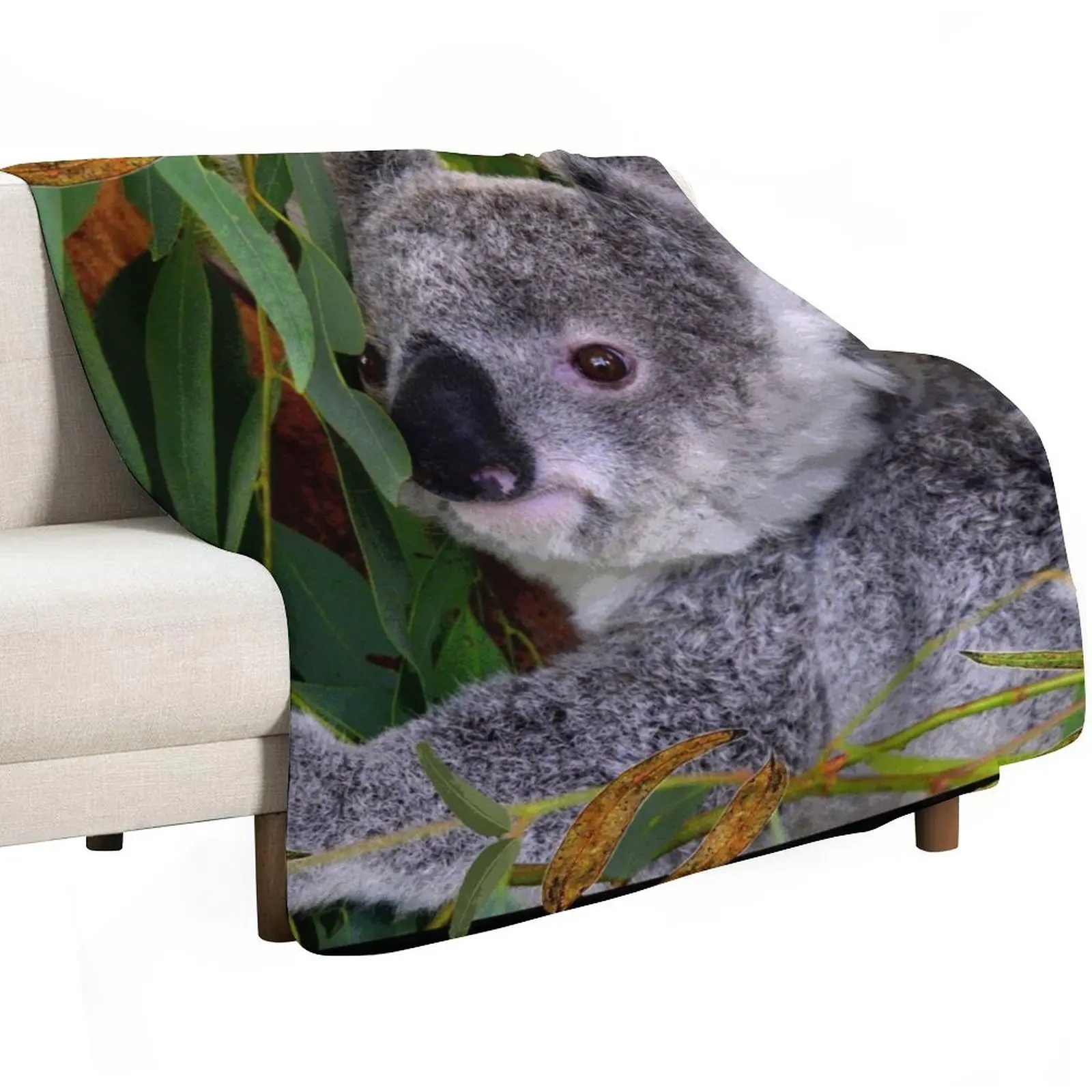 AUSTRALIAN KOALA, BIOPHILIC ART Throw Blanket Thin Soft Blanket for Summer Night Sleeping