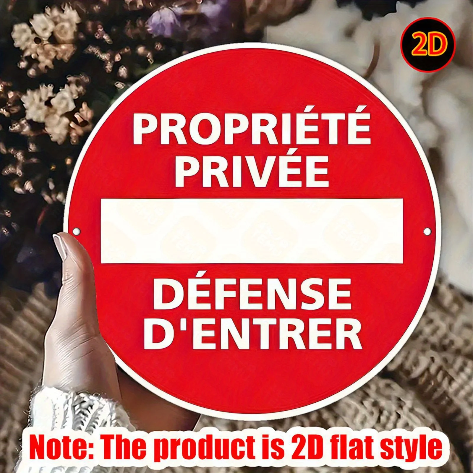 2D Flat, 2D flach bedrucktes rundes Aluminiumschild, kreisförmiges Metallschild „No Entry“, perfekt für Schlafzimmer und Wohnzimmer