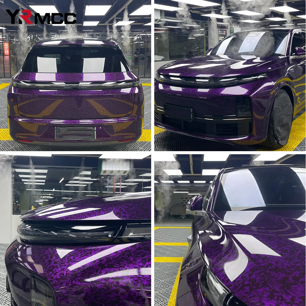 Purple Crystal Forged Carbon Fiber Wrapping Vinyl Film Car Stickers Air Release Stickers Wrap Foil Car Body FilmsCar Accessories