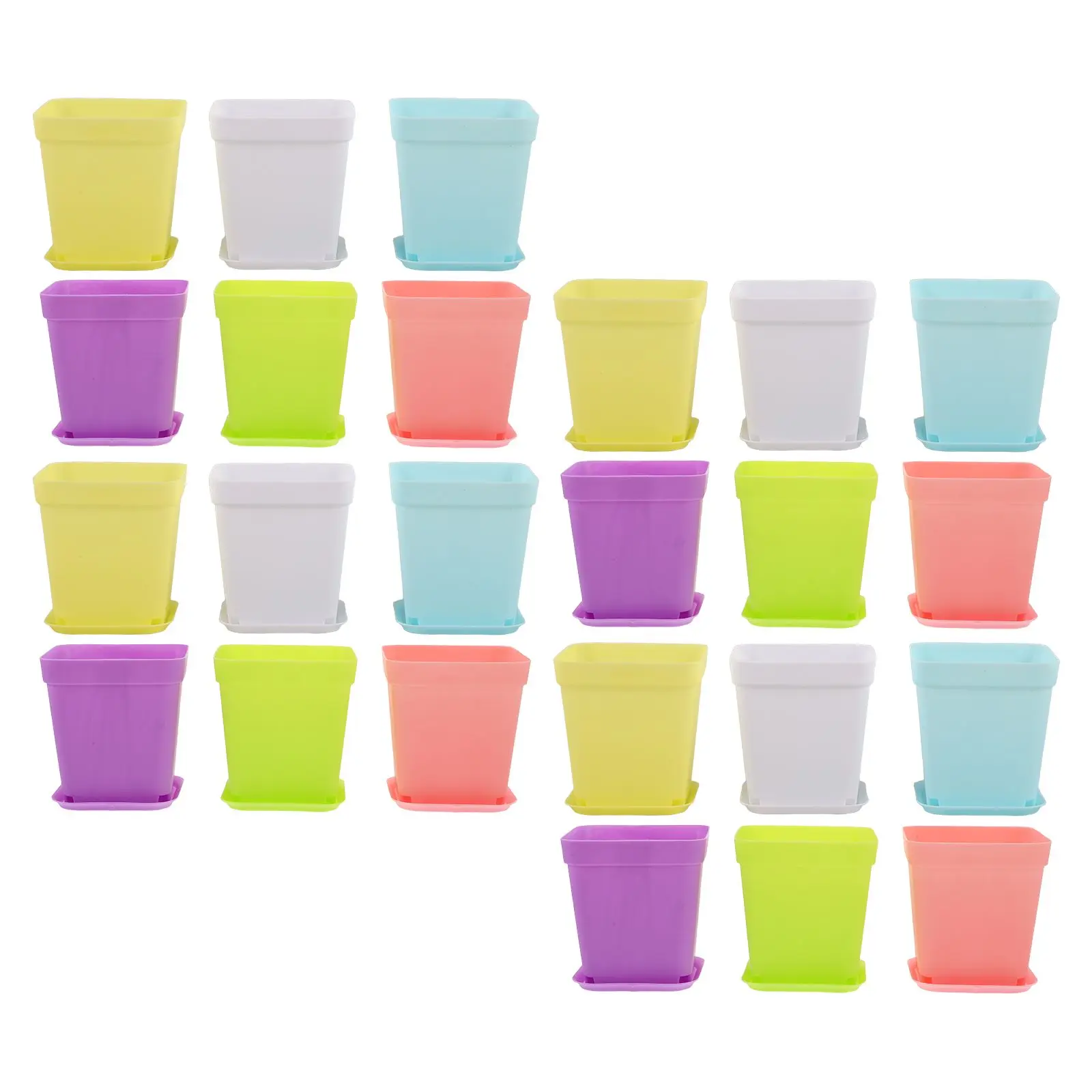 24 Pcs Candy Color Seedling Pots Rectangular Lightweight Space Saving Indoor Plants Flower Pot Gardening Tools Reusable Easy