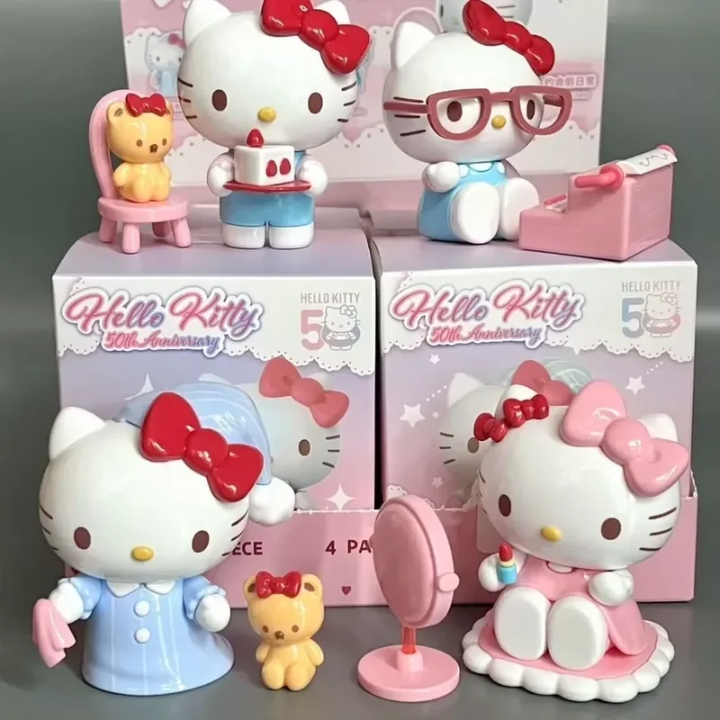 

Аутентичная семья Sanrio Hello Kitty, серия повседневной жизни, украшение Hello Kitty, модная игрушка, глухая коробка, украшение для дома, подарки