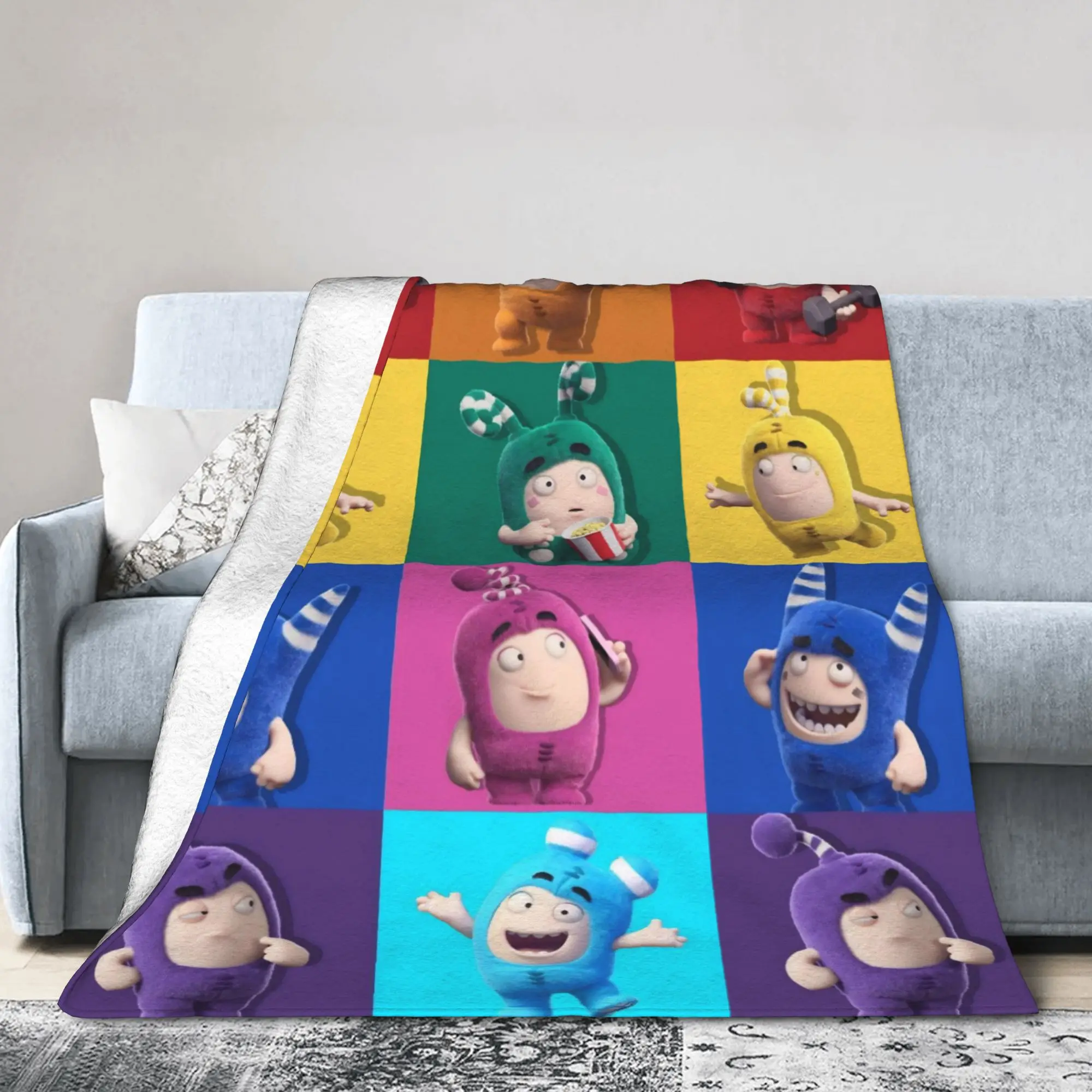 Oddbodse Animated Comedy Wool Blankets Fuse Pogo Bubbles Jeff Slick Zee Lulu Novelty Throw Blanket for Home 125*100cm Rug Piece