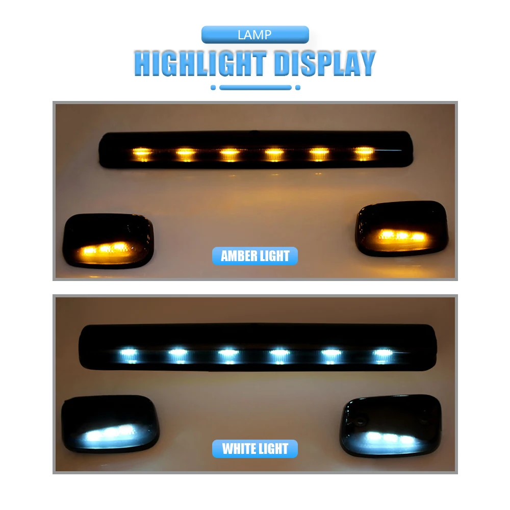 أضواء سيارة LED ل تشيفي سيلفرادو G/M/C سييرا 07-13 ، تشغيل العنبر الجانب التخليص قبة ، السيارات تحذير القيادة مصباح ، الدخان ، 3 قطعة #6