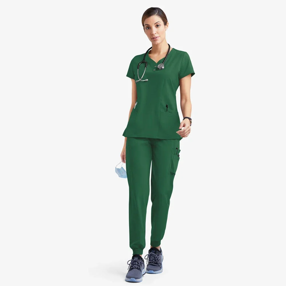 Nuovi scrub Uniformi mediche Donna Spa Abbigliamento da lavoro Lavoratori sanitari Salone di bellezza Abbigliamento Infermieristica Scrub Camicia Pantaloni Uniforme da infermiera