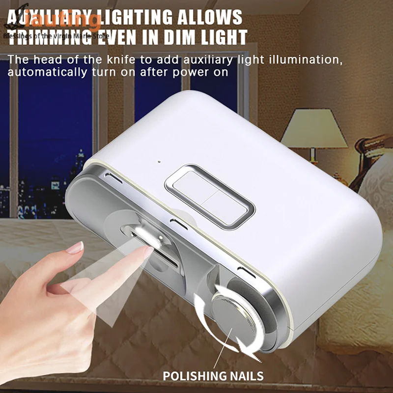 Electric Toenail Clipper, 2-in-1 Cutting And Grinding Automatic Nail Clipper, 2-Speed Electric Nail Trimmer With LED Light