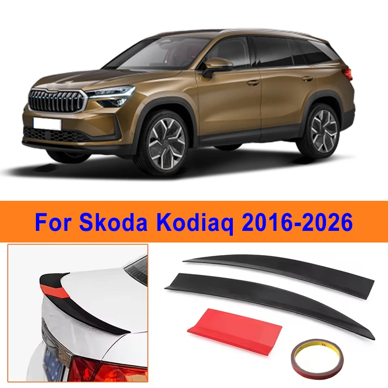 

For Skoda Kodiaq 2016-2026 3-Section ABS Rear Trunk Spoiler 115-125cm Adjustable Sports Decor Top Wing Car Exterior Parts