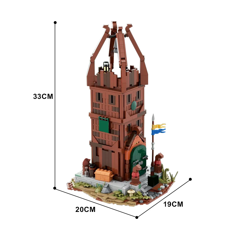 Gobricks MOC Rohan Watchtower Middle-Earth Building Block set Medieval Street View Bell Tower Architecture Brick Toys Kids Gift