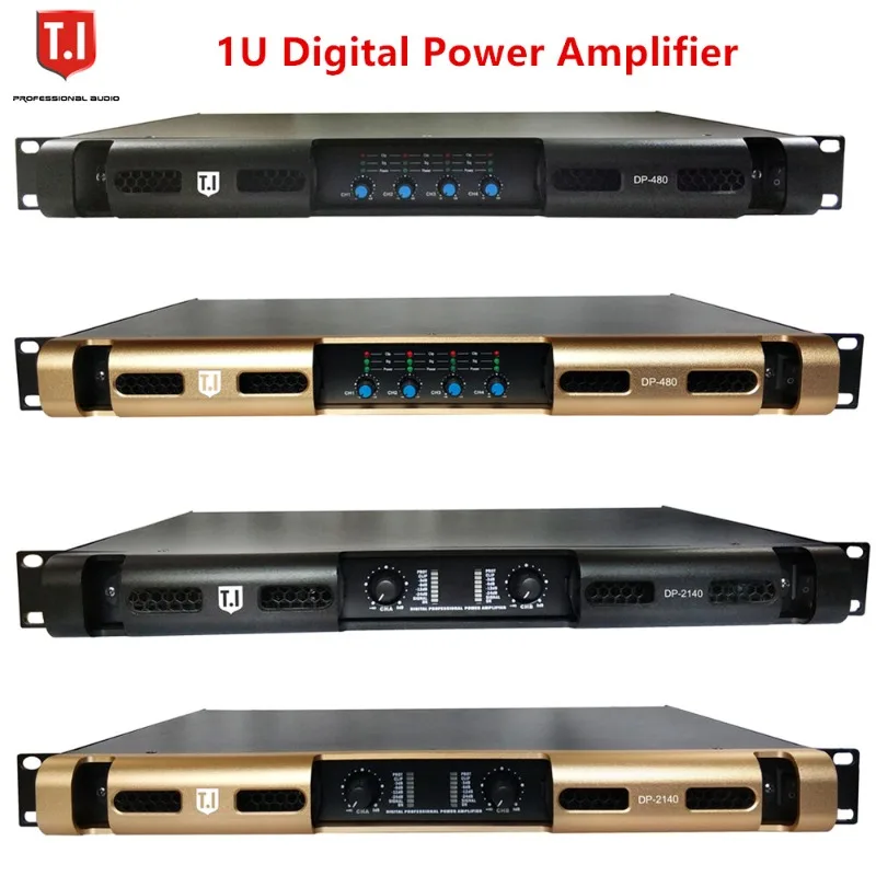 4 Channel 1U Digital Power Amplifier, Professional Audio Amplifier for Club, Bar and Entertainment Stage Systems