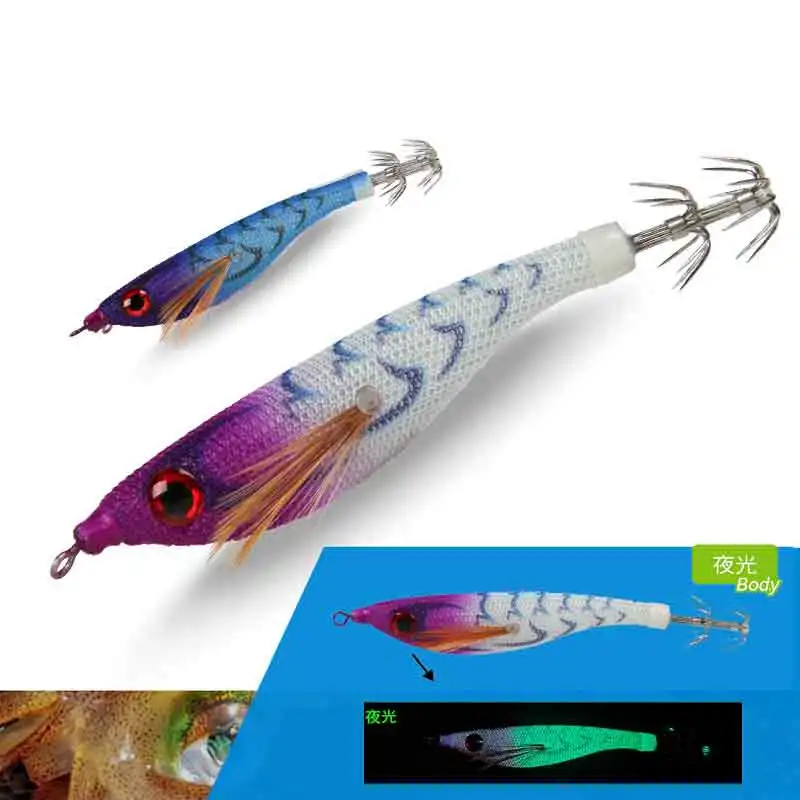 AS Hard Bait Glow Soft Shrimp Floating Hook Crowns 6g Noise Sound Squid Jigs Sea Fishing Lure Set Artificial Cuttlefish Octopus
