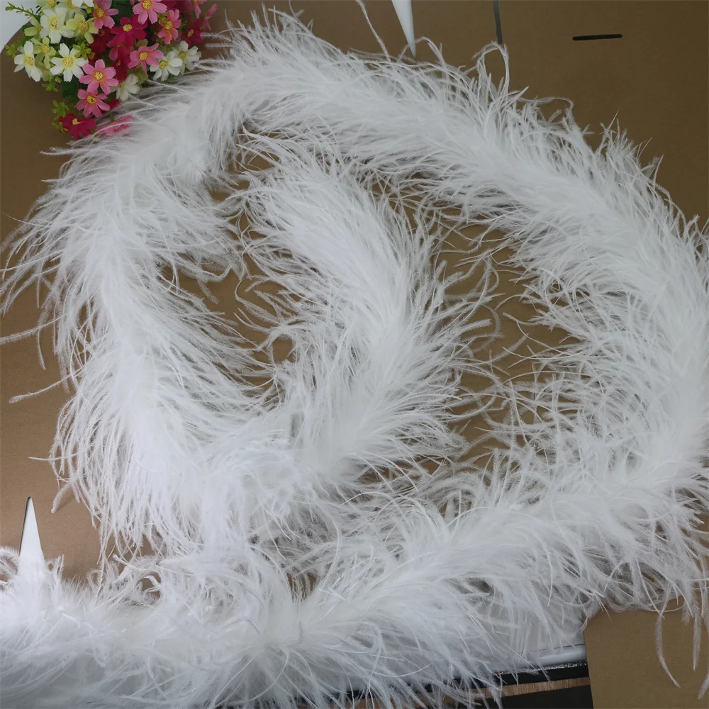 6 Layer Ostrich Feathers Boa Wedding Accessories Plumas De Faisan 2 Meters Clothing Plume Art and Craft Supplies Party Dresses