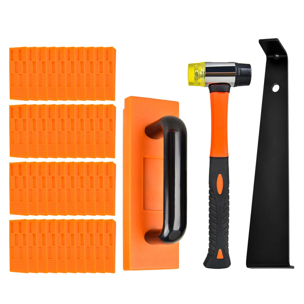 Wood Flooring Installation Kit,LVP/Vinyl Flooring Tools |Double-faced Mallet/Steel Pull Bar/Tapping Block with Handle/40 Spacers