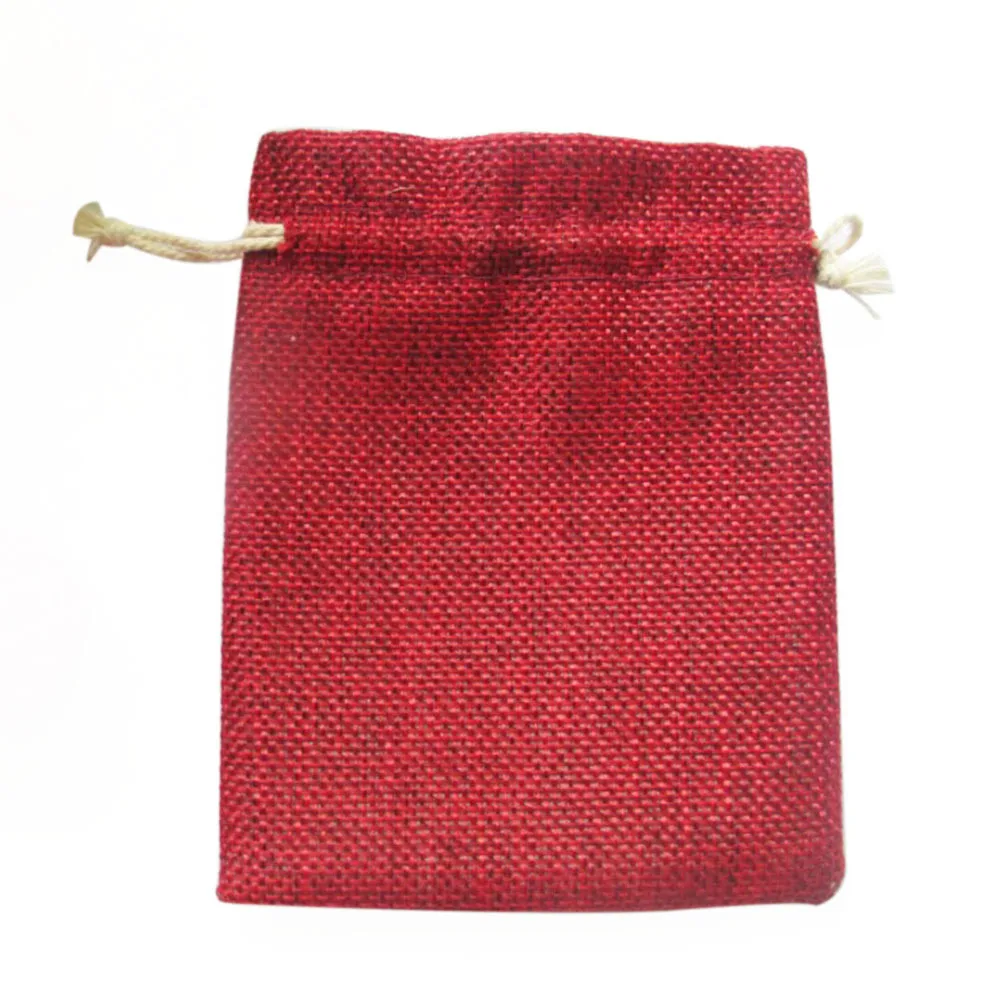 

10Pcs Red Linen Jute Gift Bags Eco Friendly Drawstring Pouches 135x95cm Jewelry Makeup Storage Wedding Favor Sweets