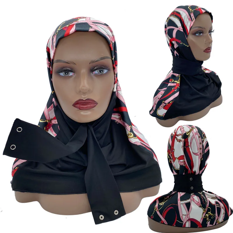 Praktische Klaar Instant Hijab Sjaal Snap Toevallige Effen Kleur Mode Vrouwen Moslim Ramadan Eid Mubarak Nieuwe Abaya Tulband