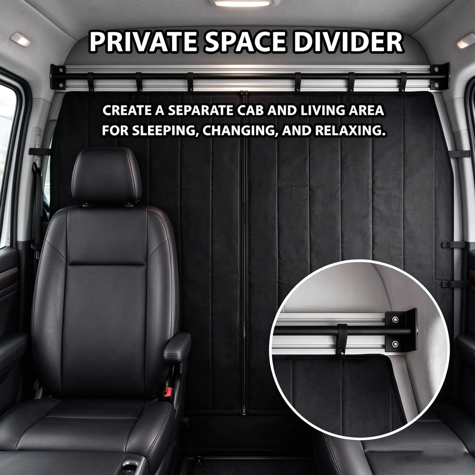 Thermal Insulated Privacy Divider Screen with Magnetic Closure Blackout Shades for Camper Van Motorhome Caravan Headliner Shelf